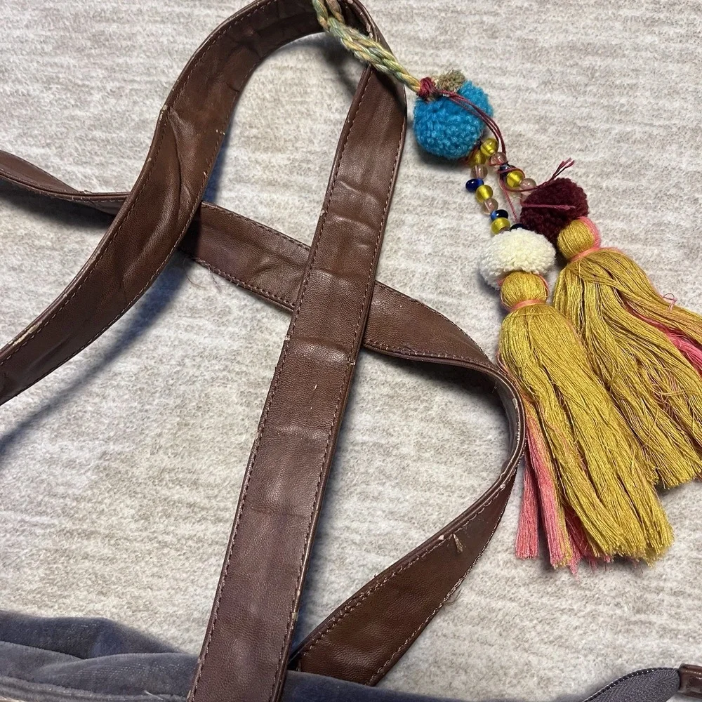 Mira Embroidered Velvet Tote Bag Boho‎ Gypsy Mirror Work Handmade Purse - Picture 3 of 8